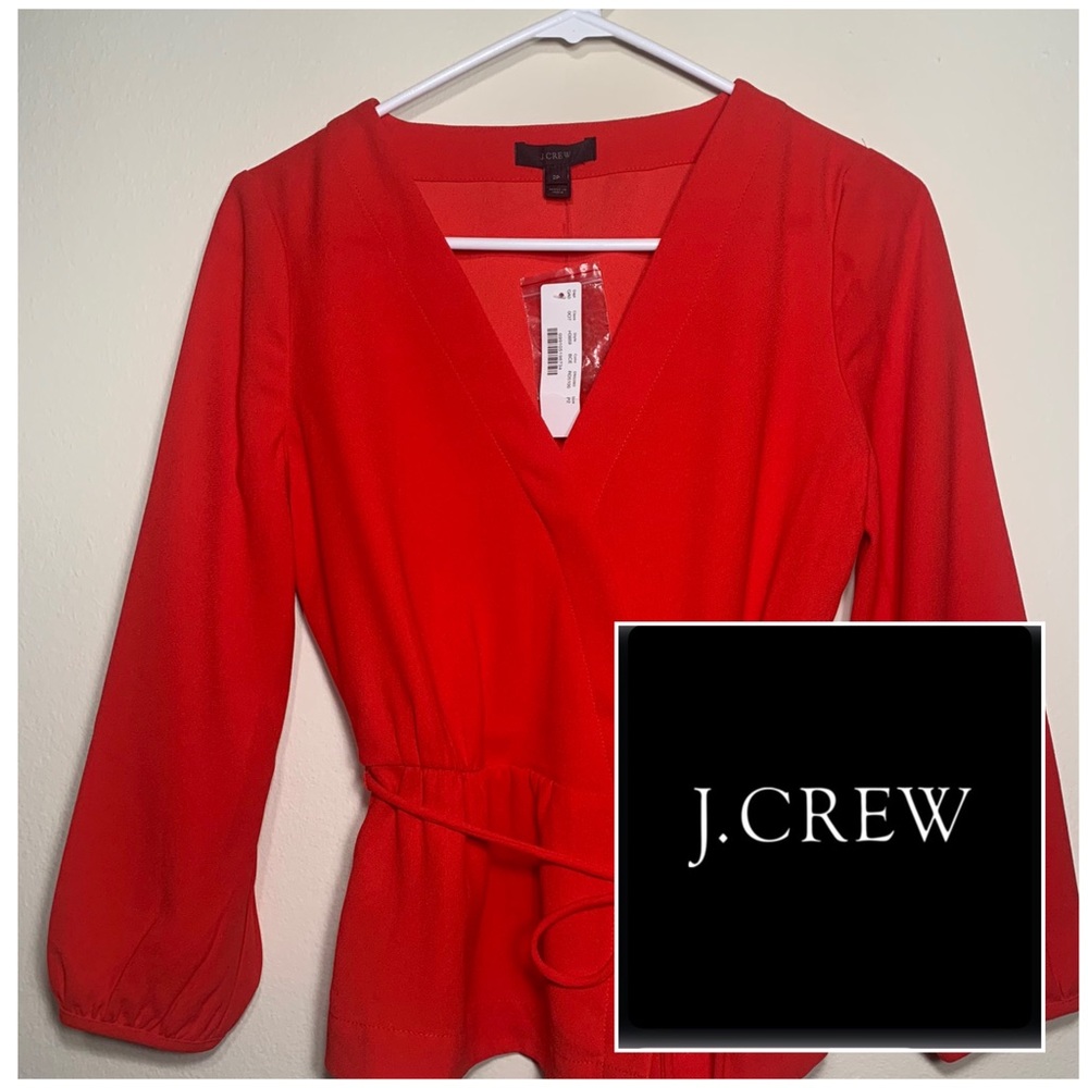 J.Crew 2P Red Faux Wrap